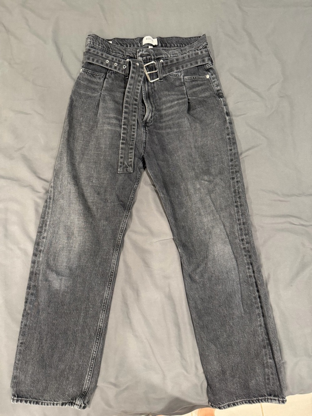 Agolde Black Washed Jeans with Removable Belt